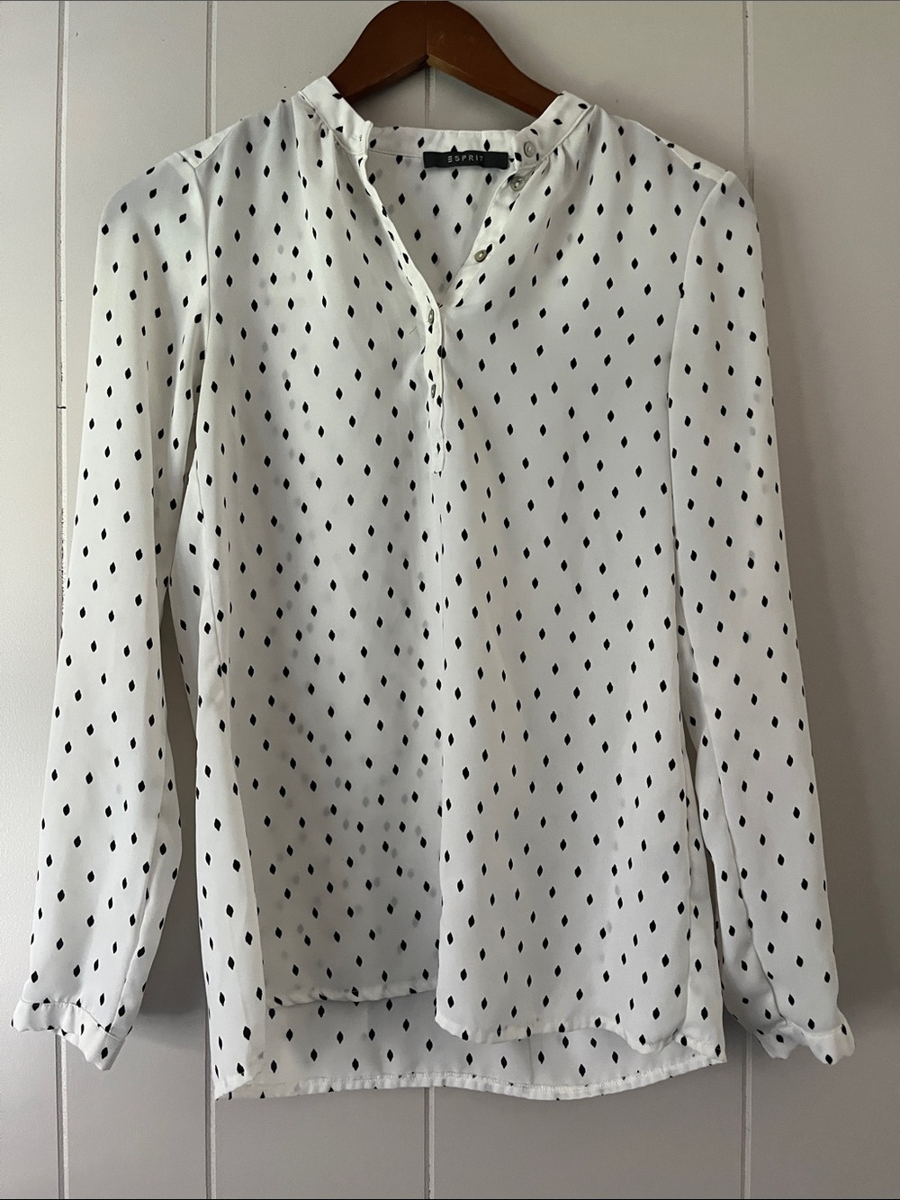 Esprit White Blouse with Black Teardrop Print